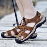 2023 Genuine Leather Men Shoes Summer New Large Size Men's Sandals Men Sandals Fashion Sandals Slippers Big Size 38-47 - Curucutear.com