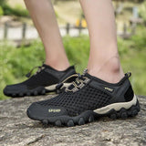 Men Sneakers Summer Wading Mesh Shoes Comfortable Slip on Outdoor Hiking Shoes Zapatos Hombre Casual Climbing Trekking Footwear - Curucutear.com